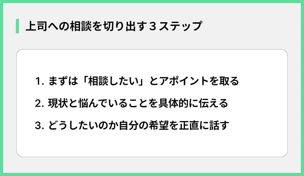 上司への相談を切り出す3ステップ