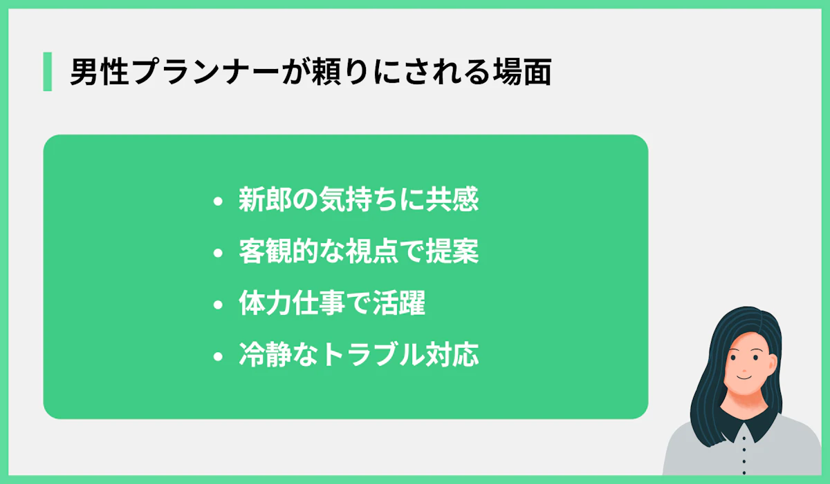 男性プランナーが頼りにされる場面