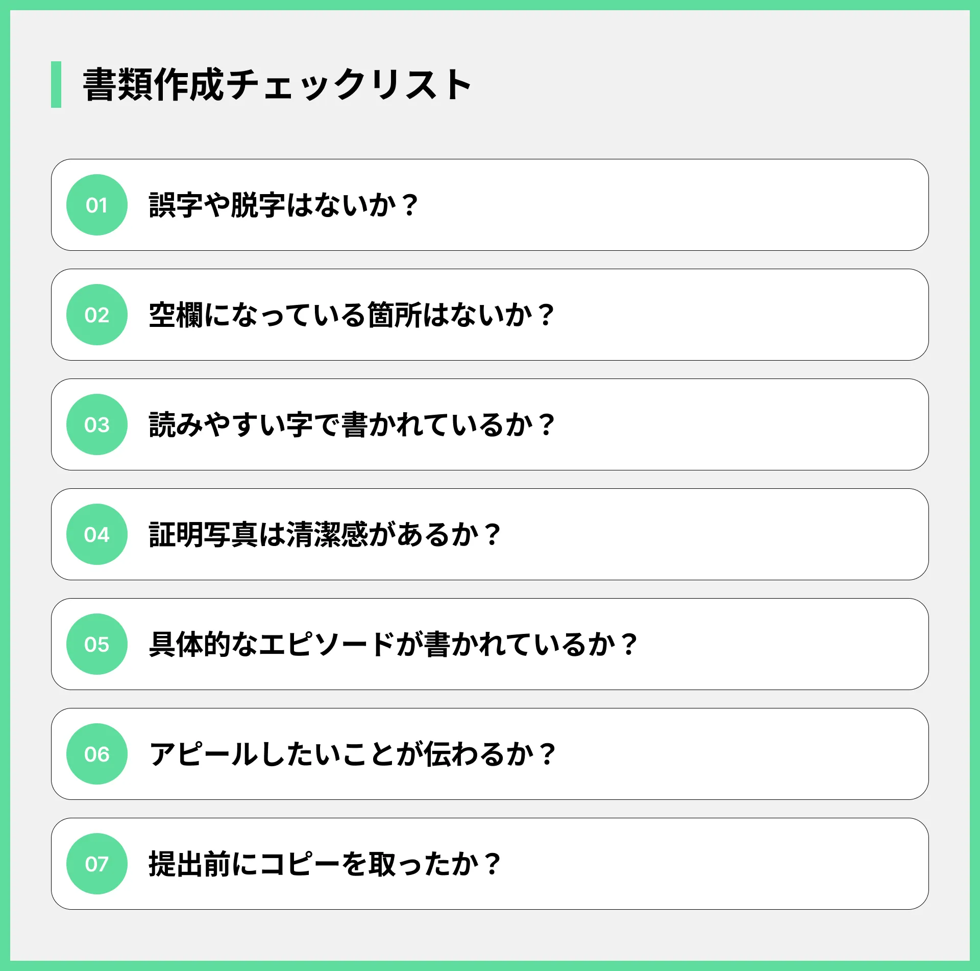 書類作成チェックリスト