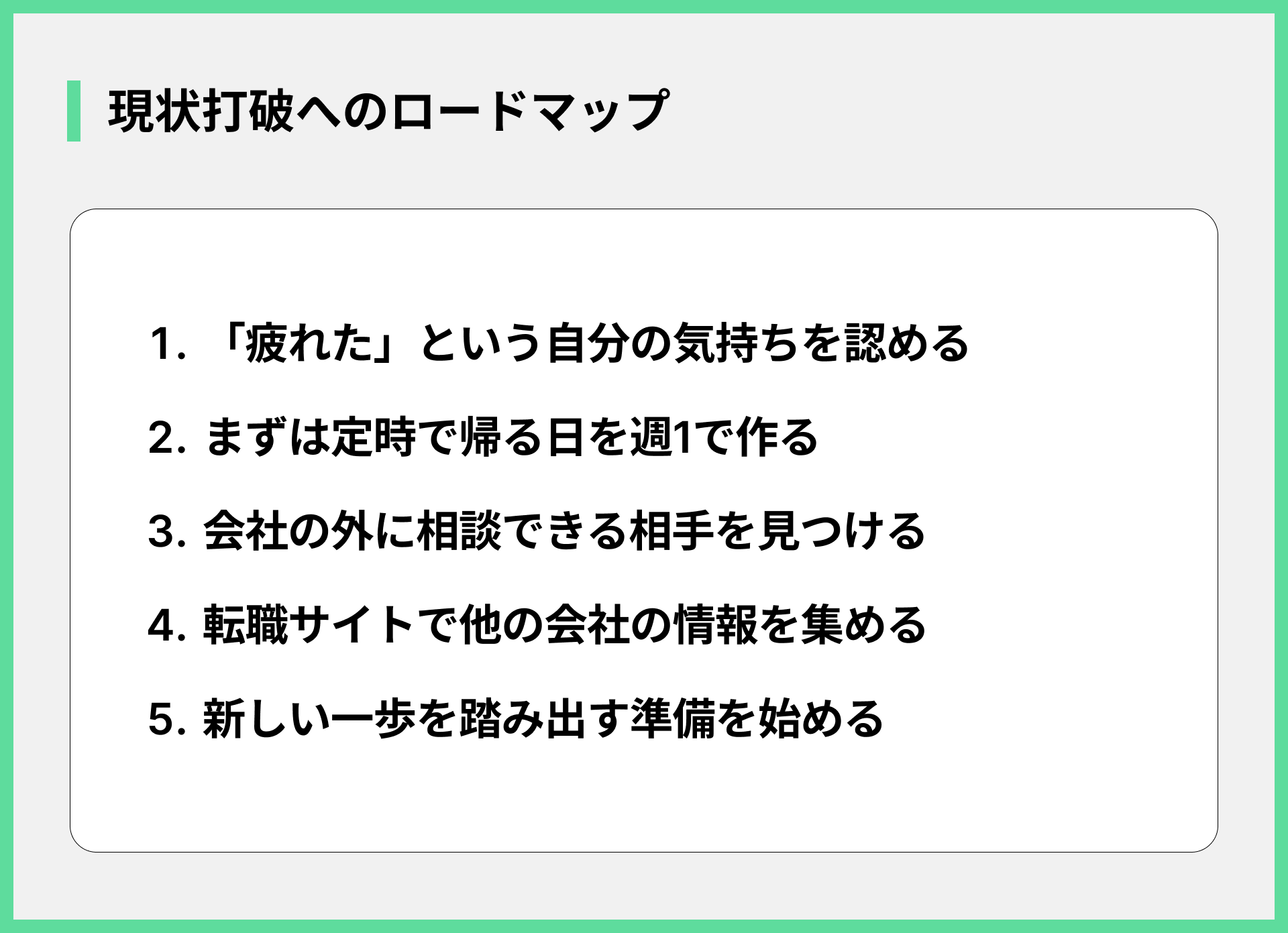 現状打破へのロードマップ
