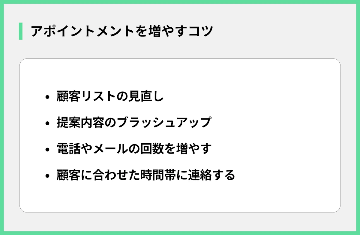 アポイントメントを増やすコツ