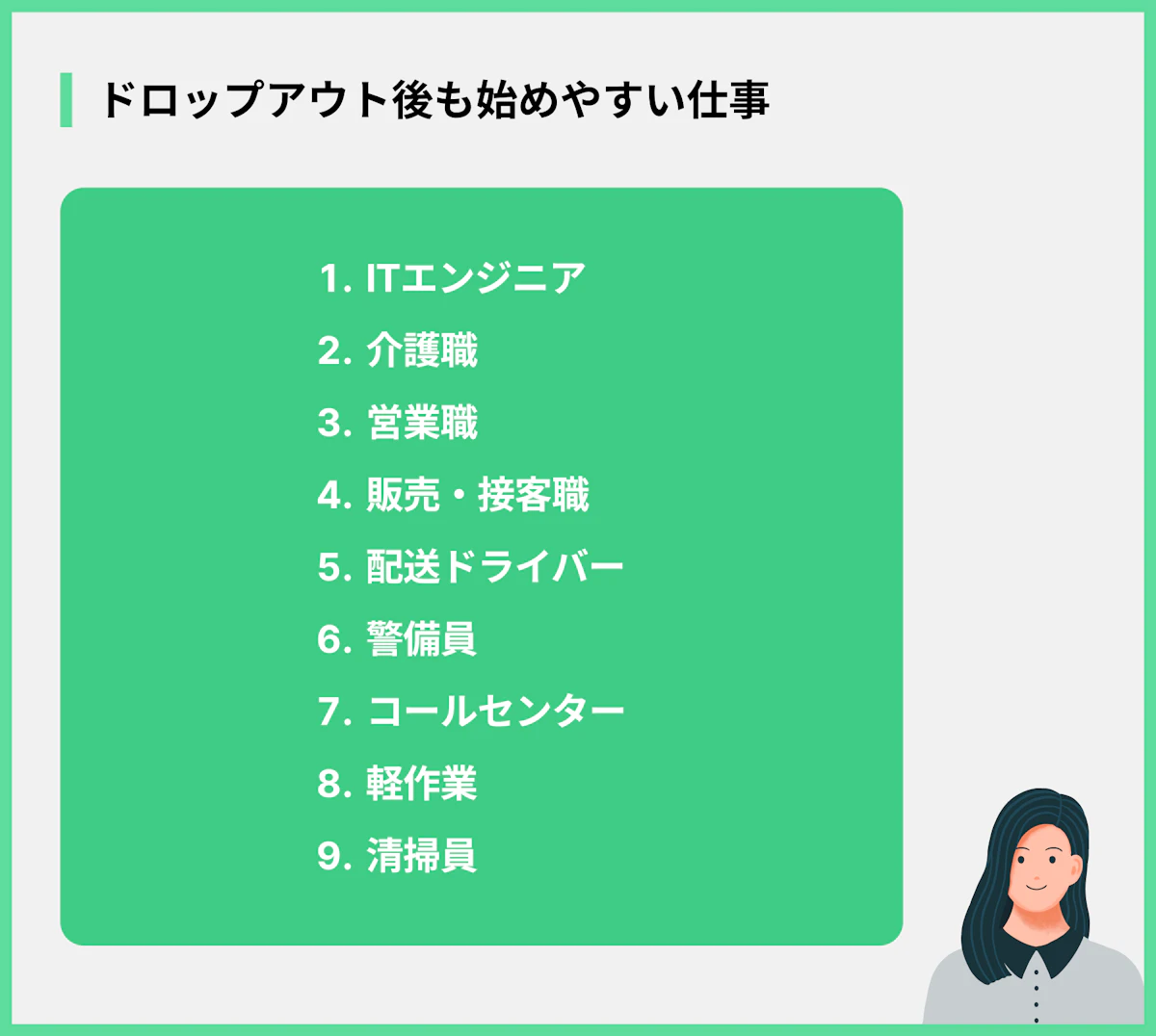 ドロップアウト後も始めやすい仕事