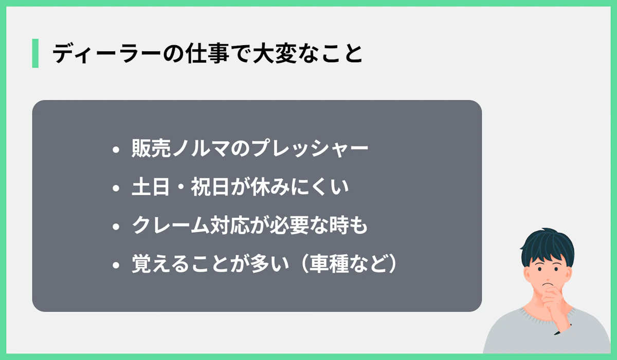 ディーラーの仕事で大変なこと