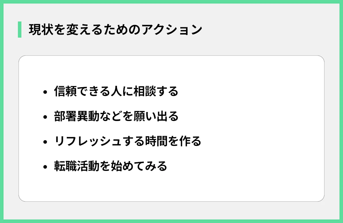 現状を変えるためのアクション