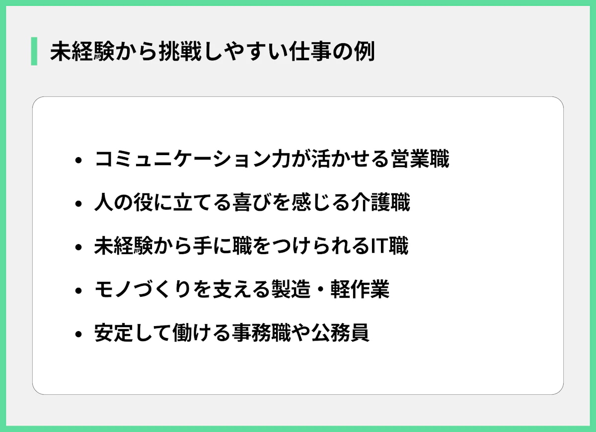 未経験から挑戦しやすい仕事の例