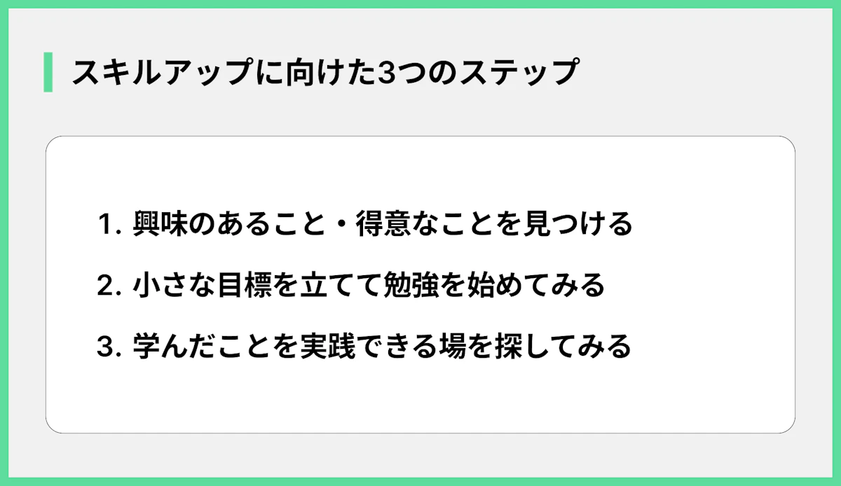 スキルアップに向けた3つのステップ