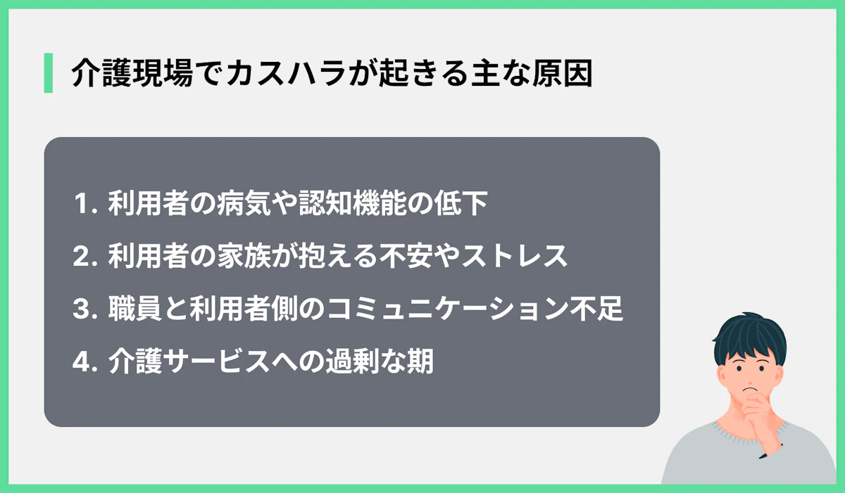 介護現場でカスハラが起きる主な原因