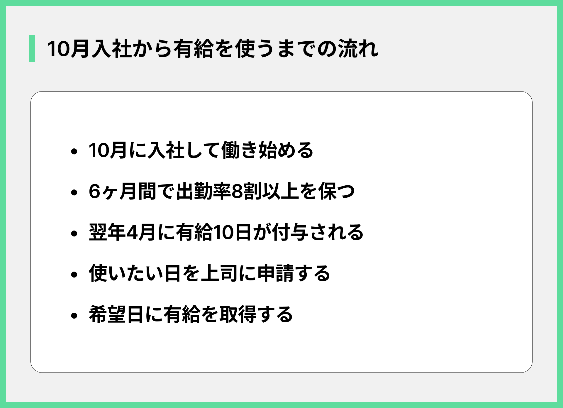 10月入社から有給を使うまでの流れ