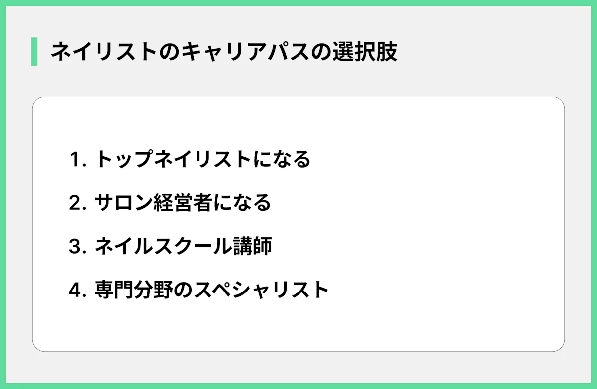 ネイリストのキャリアパスの選択肢