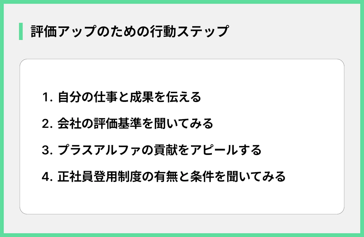評価アップのための行動ステップ