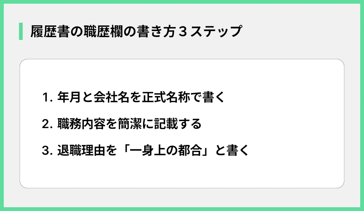 履歴書の職歴欄の書き方3ステップ