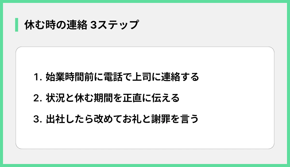 休む時の連絡 3ステップ