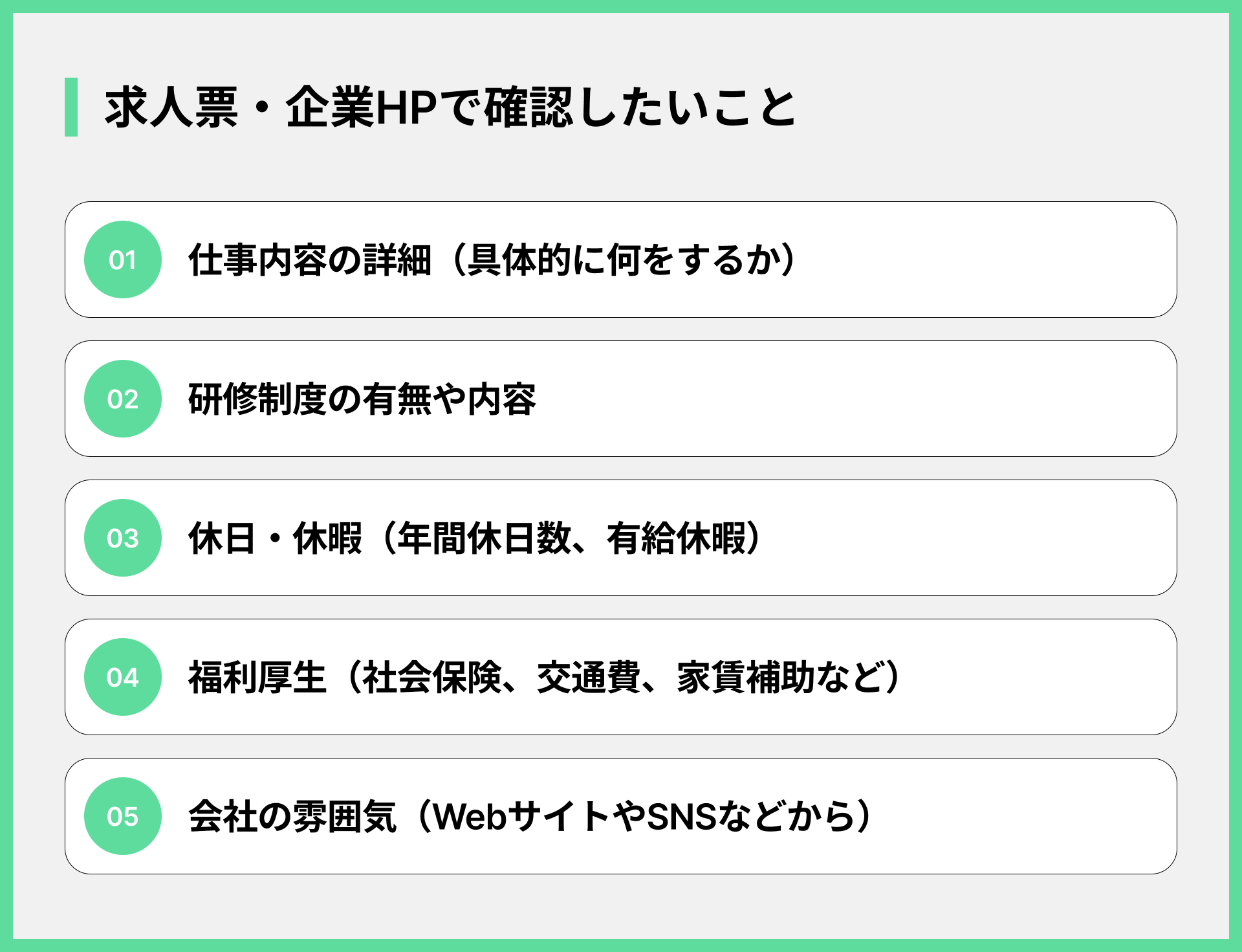 求人票・企業HPで確認したいこと