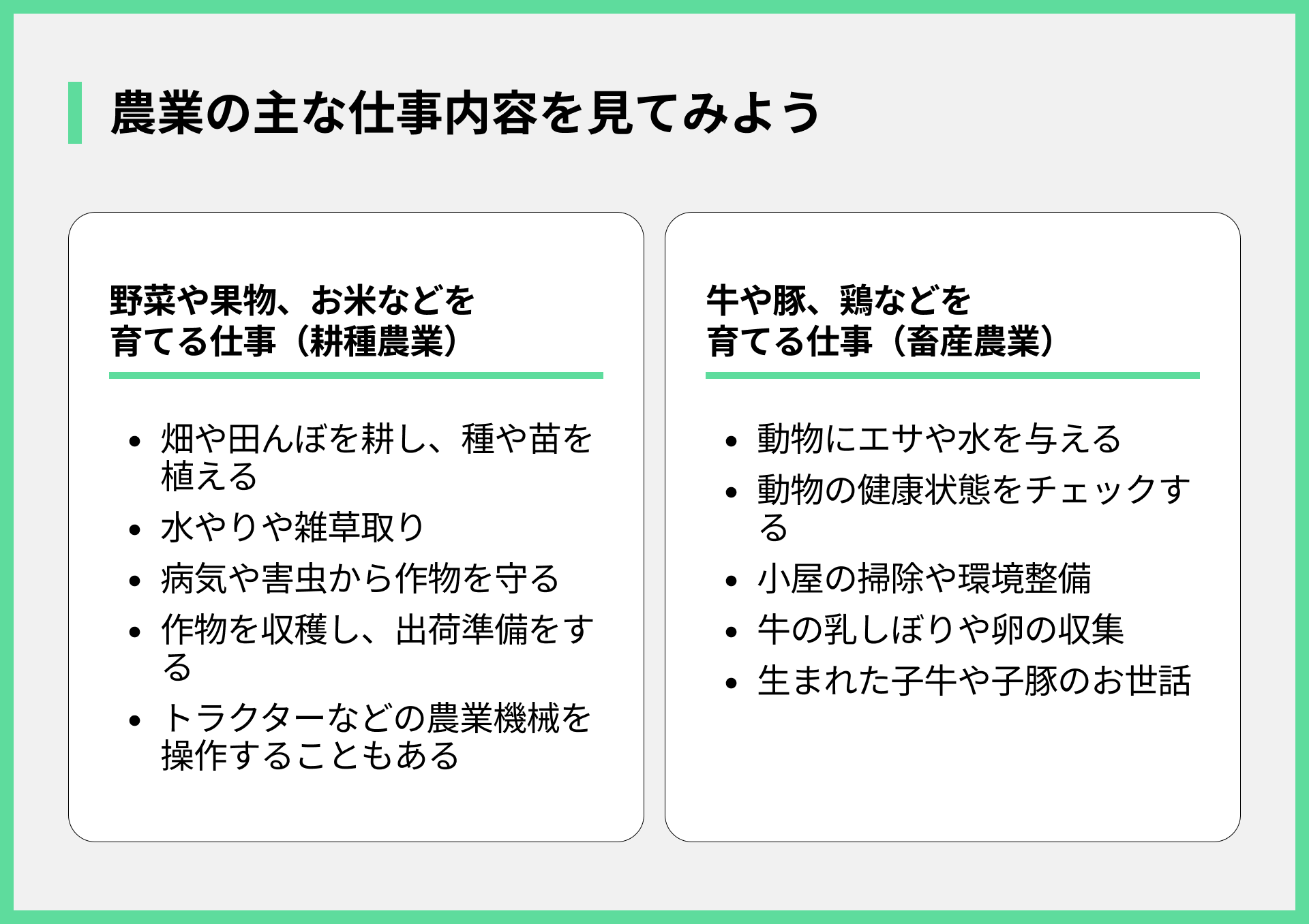 農業の主な仕事内容を見てみよう