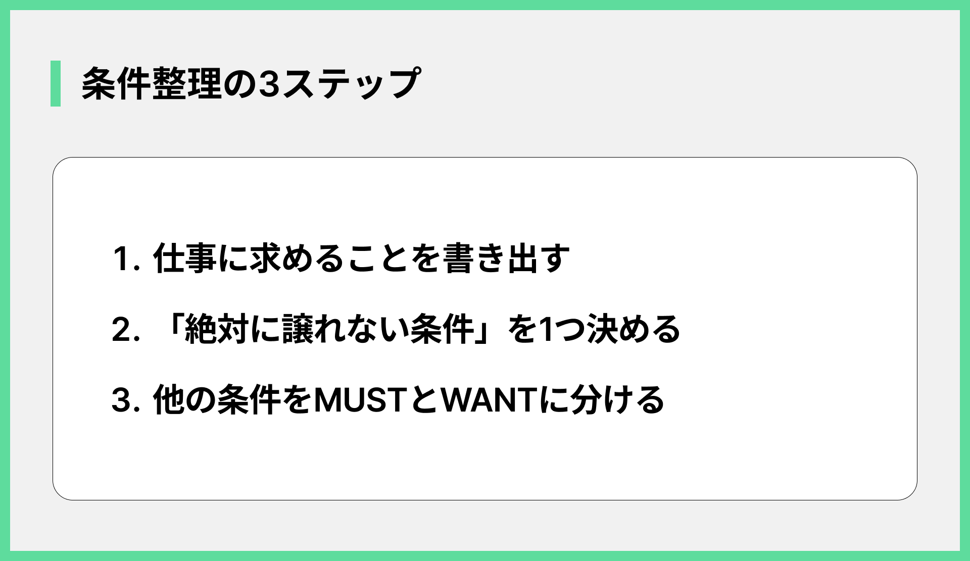 条件整理の3ステップ
