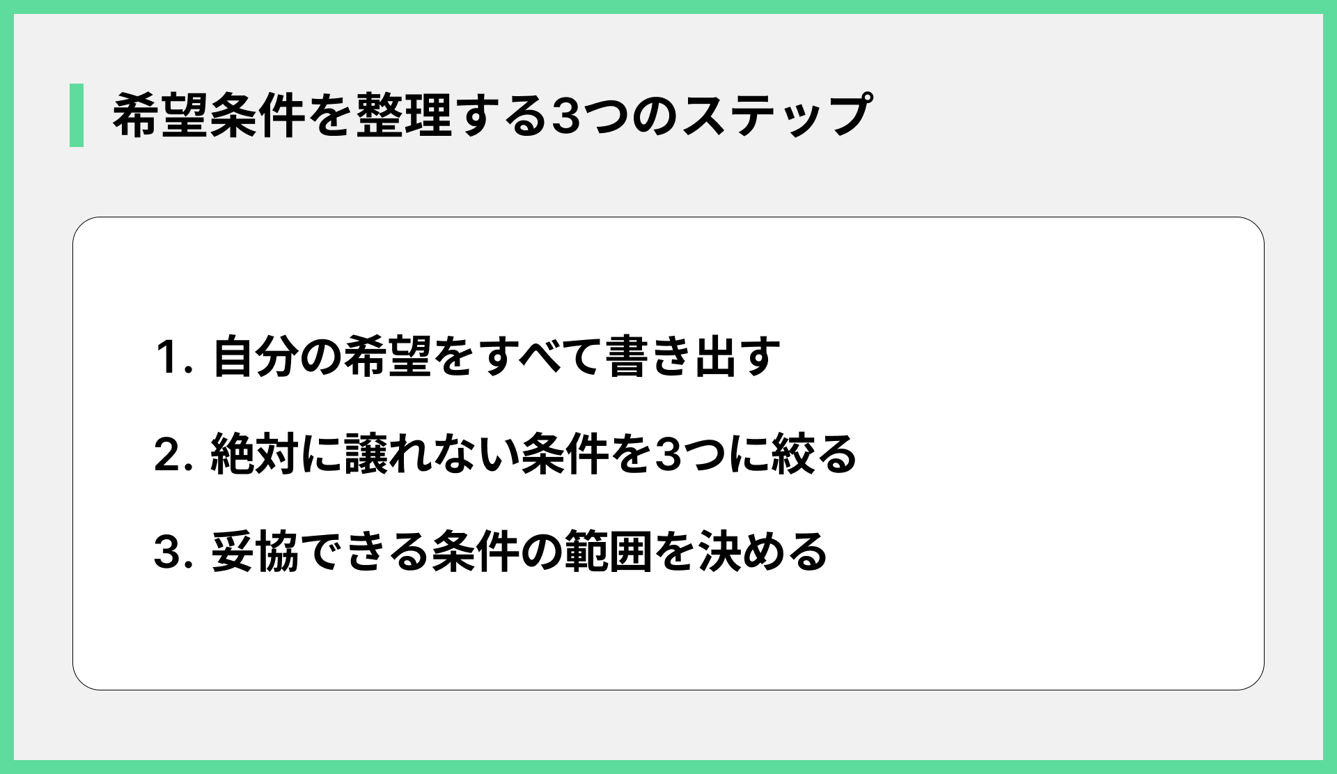 希望条件を整理する3つのステップ