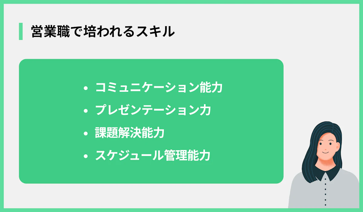 営業職で培われるスキル