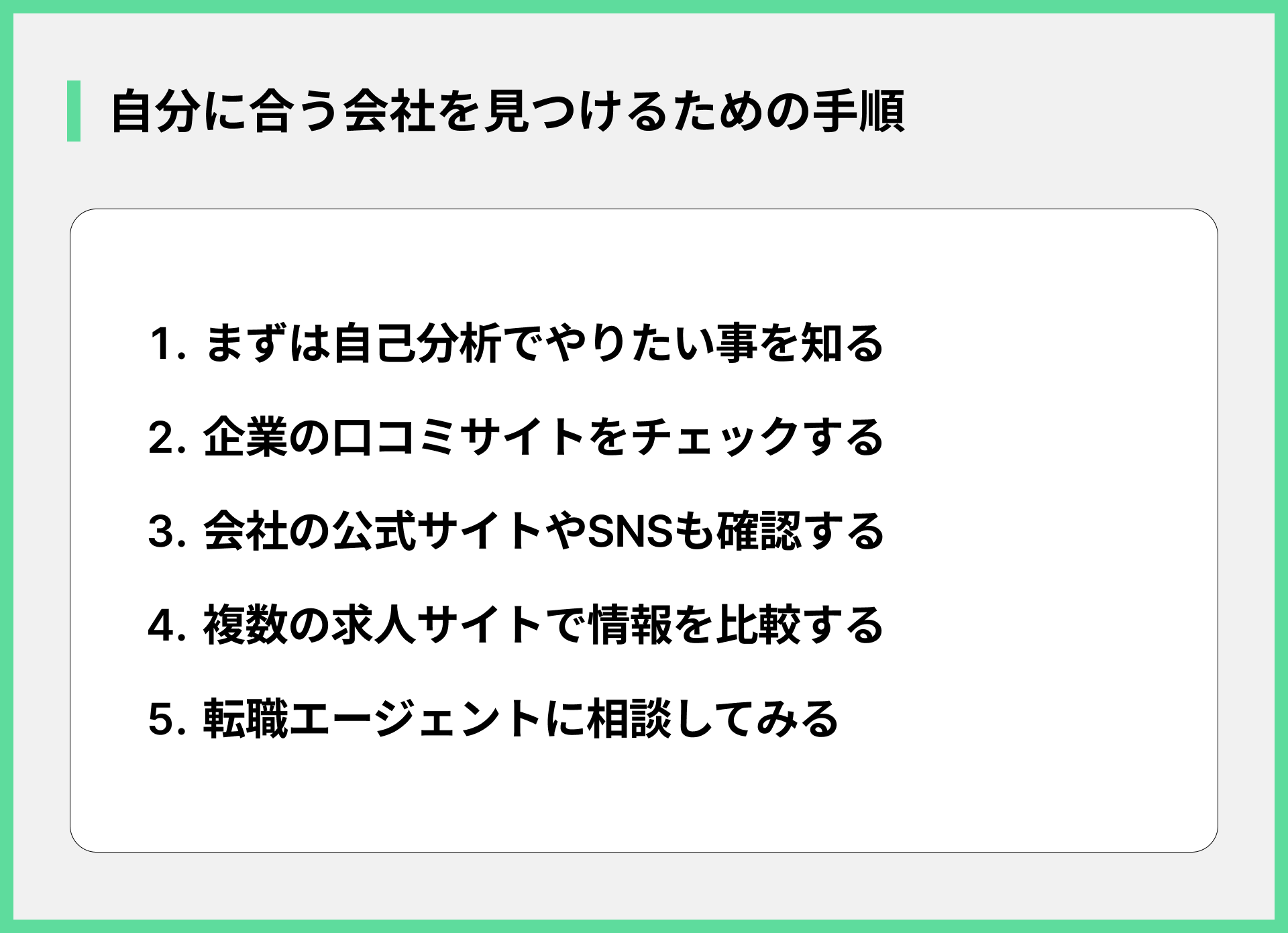 自分に合う会社を見つけるための手順