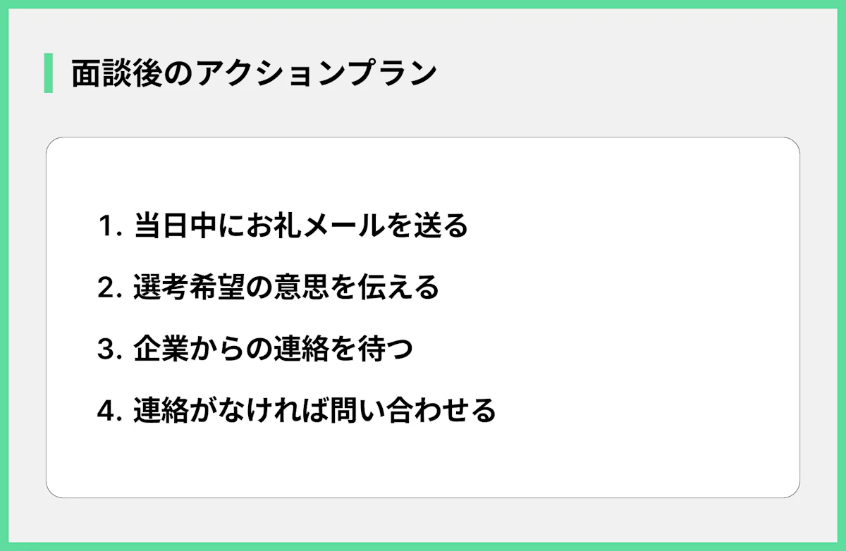 面談後のアクションプラン