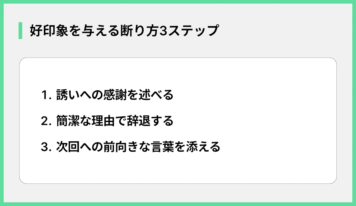 好印象を与える断り方3ステップ