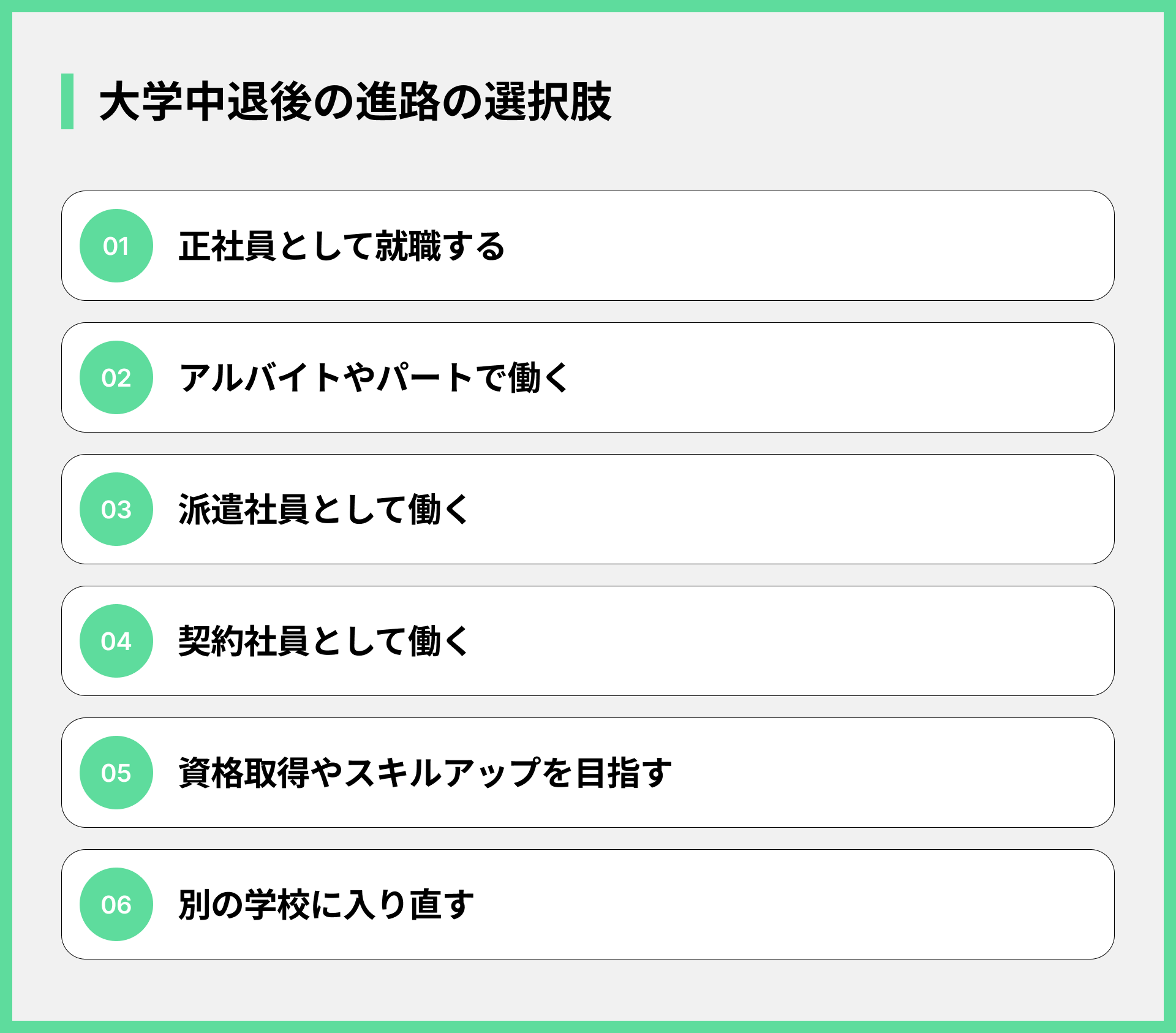 大学中退後の進路の選択肢