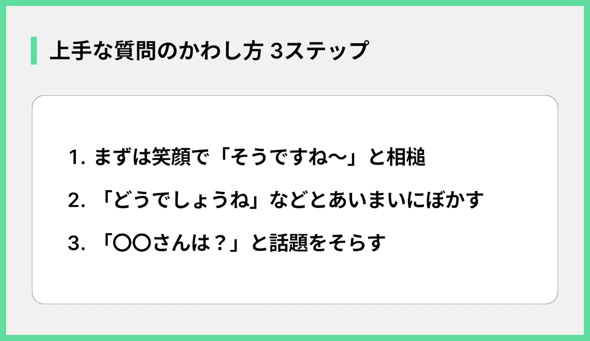 上手な質問のかわし方3ステップ