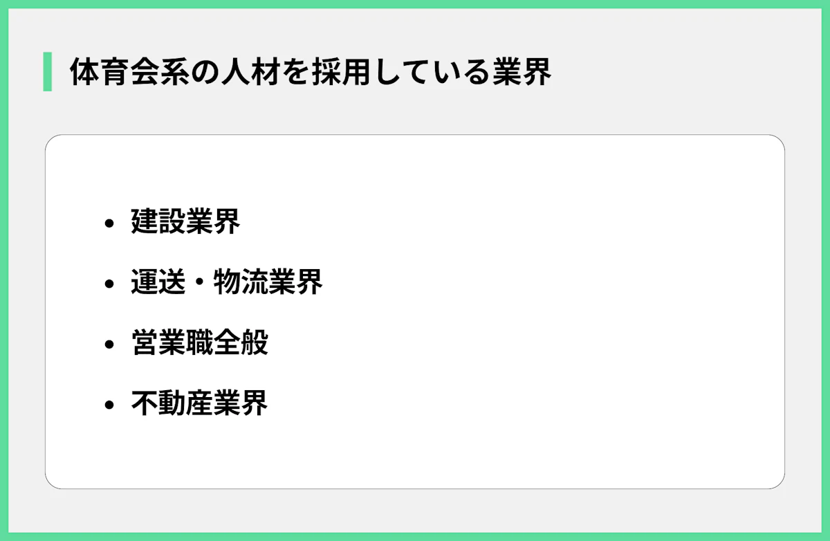 体育会系の人材を採用している業界