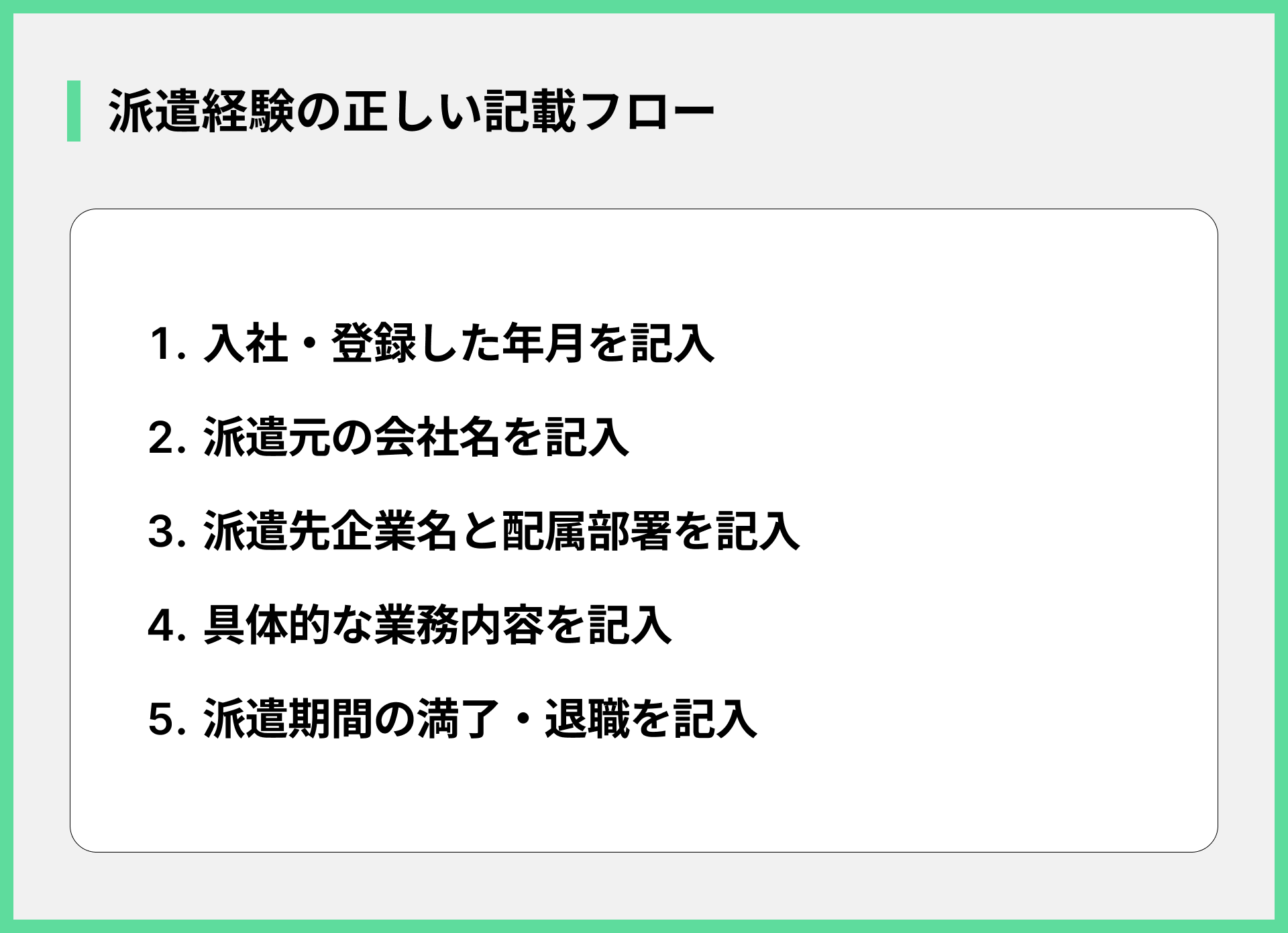 派遣経験の正しい記載フロー