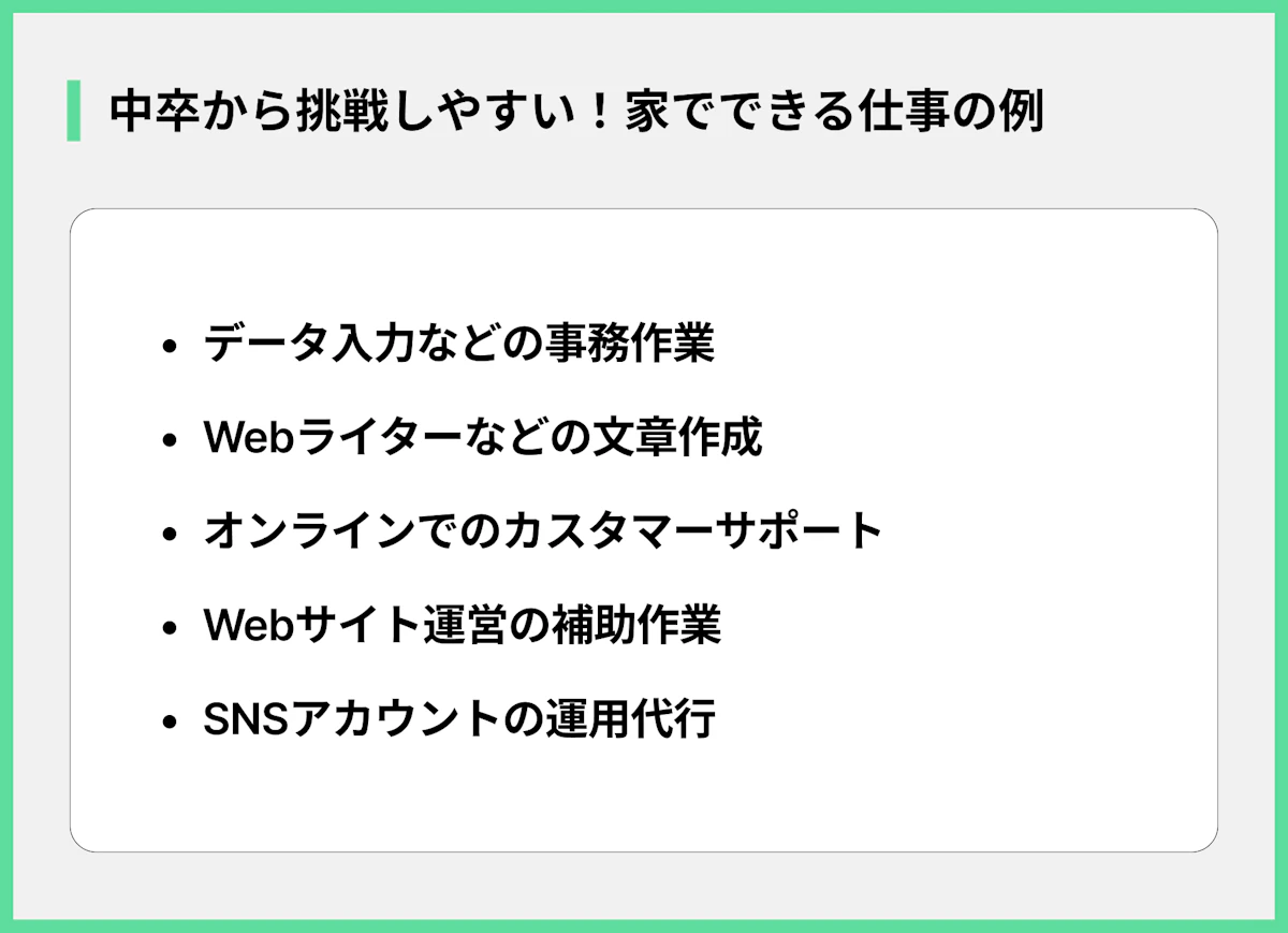 中卒から挑戦しやすい!家でできる仕事の例