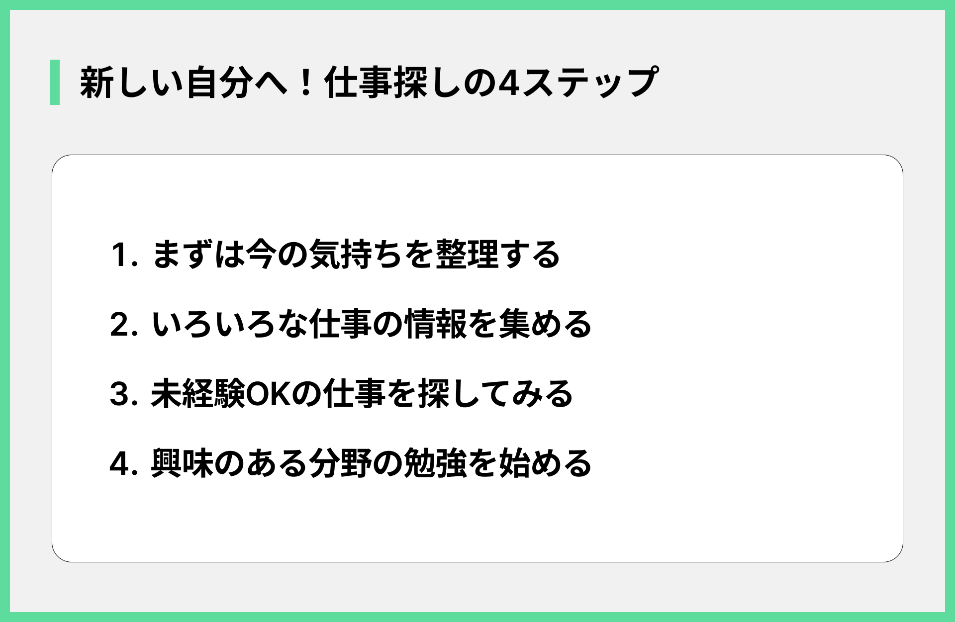 新しい自分へ！仕事探しの4ステップ