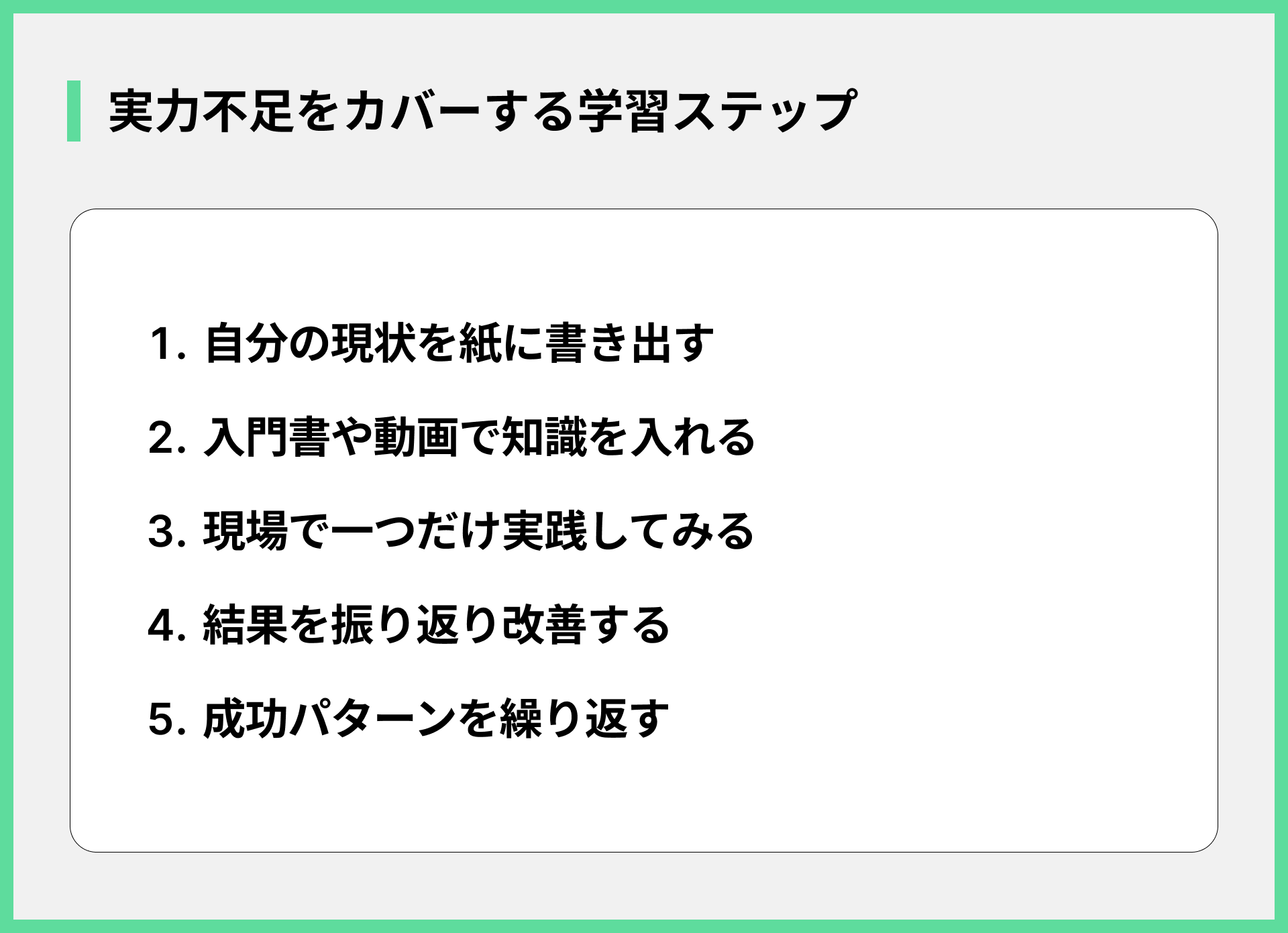実力不足をカバーする学習ステップ