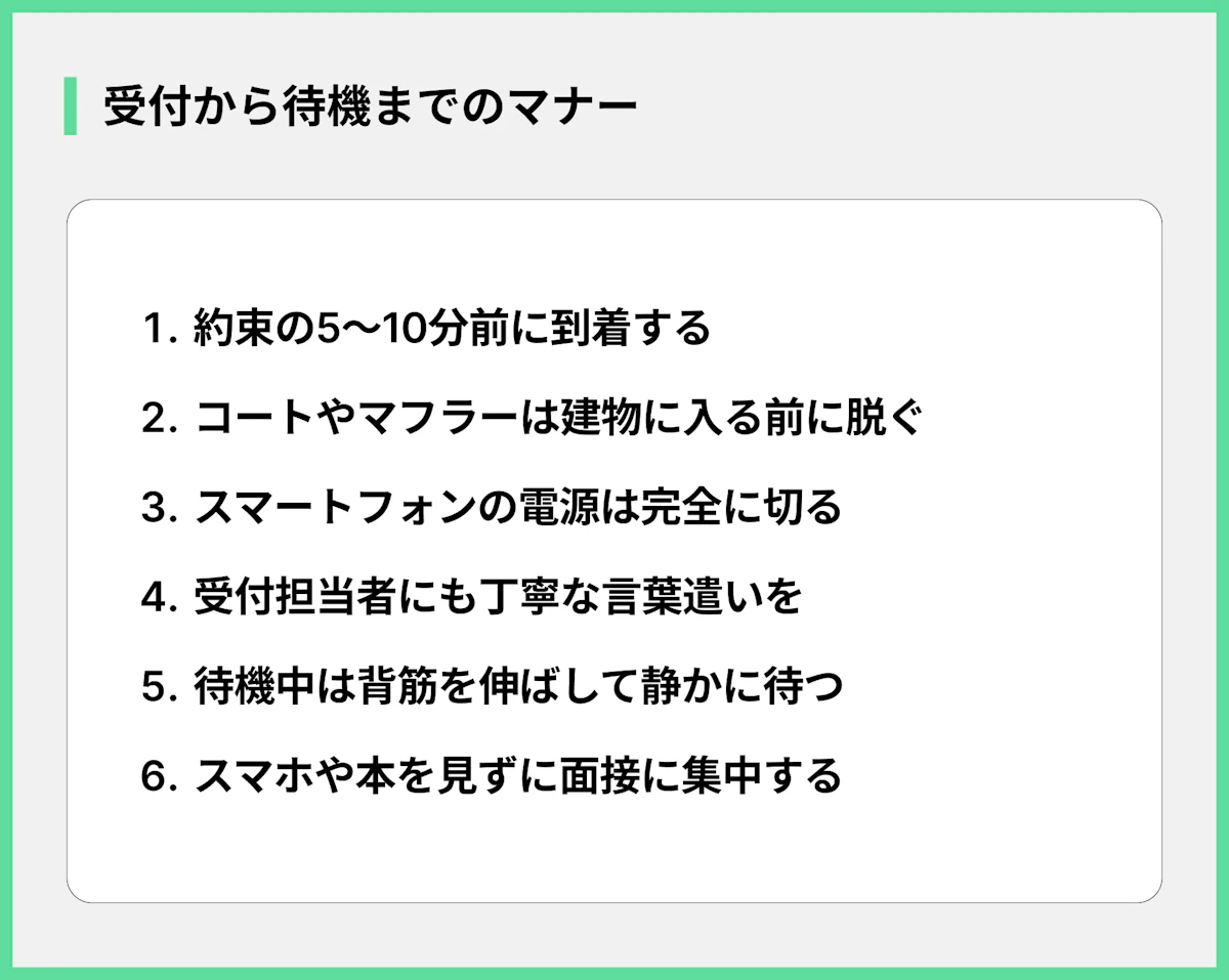 受付から待機までのマナー