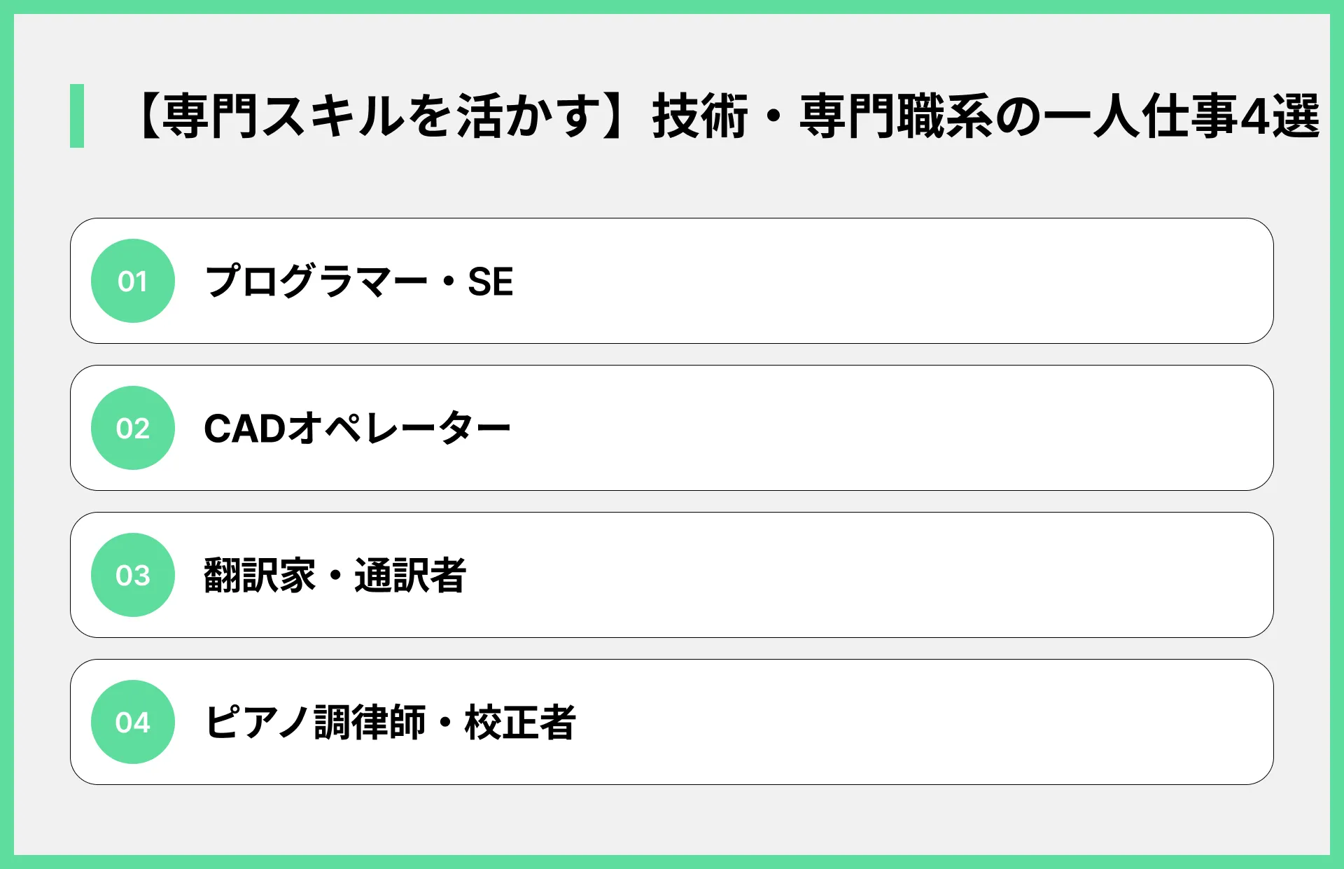 【専門スキルを活かす】技術・専門職系の一人仕事4選