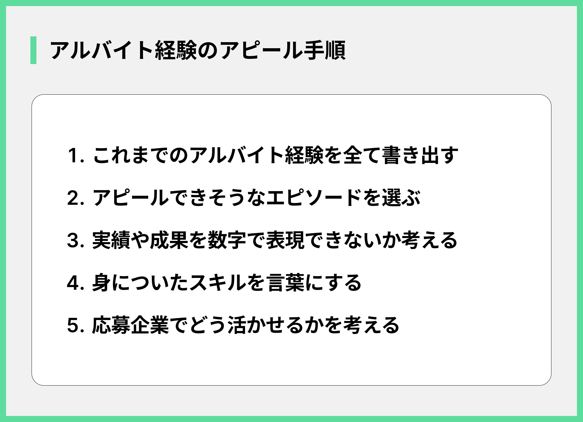 アルバイト経験のアピール手順