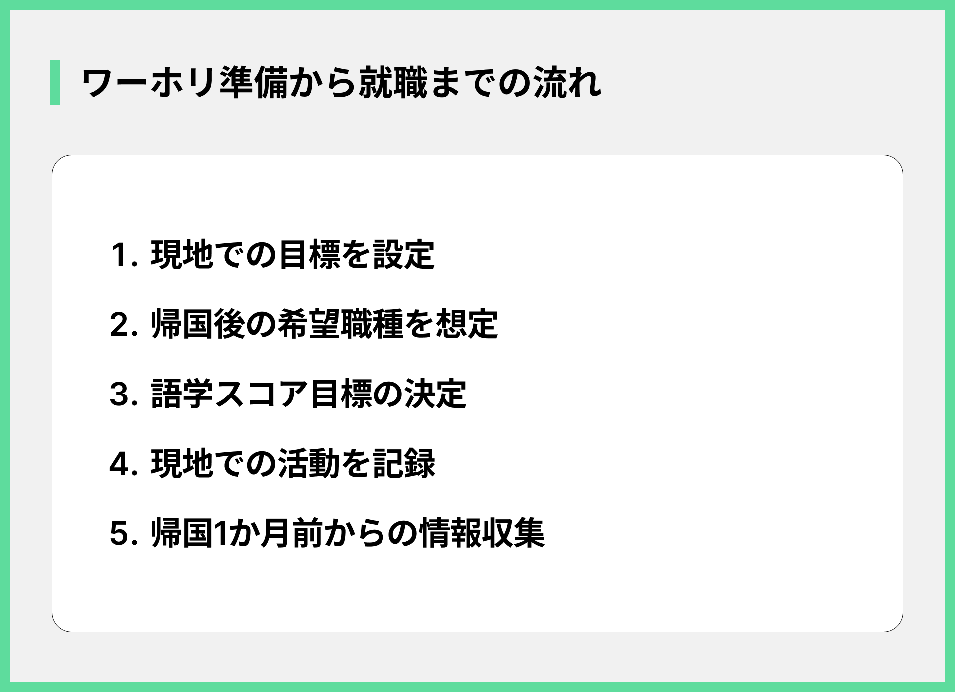 ワーホリ準備から就職までの流れ