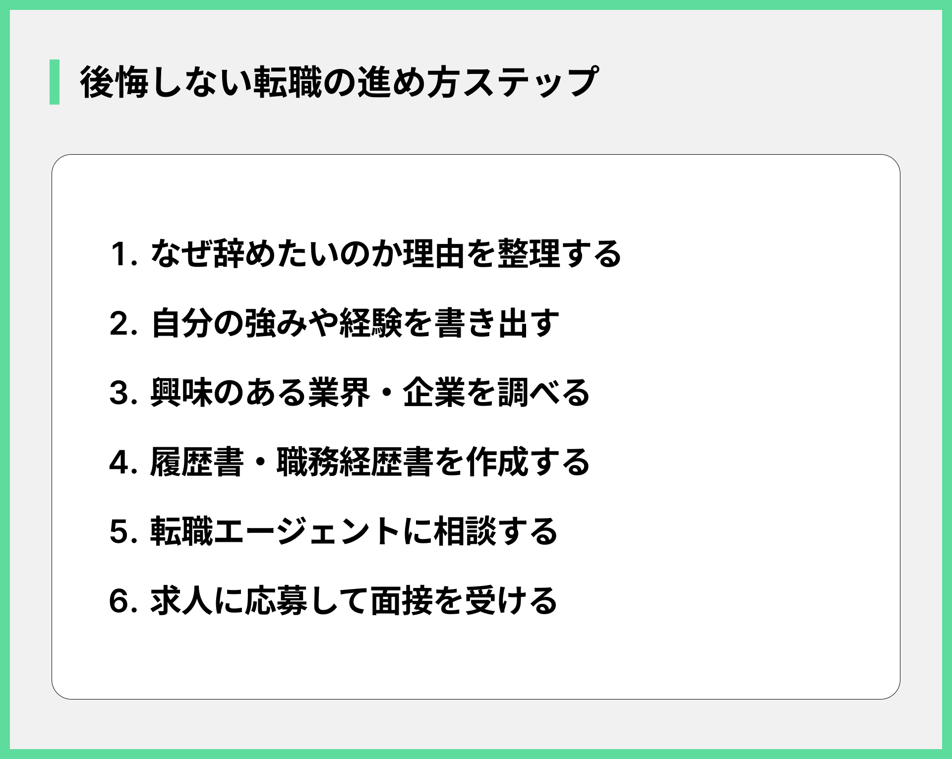 後悔しない転職の進め方ステップ