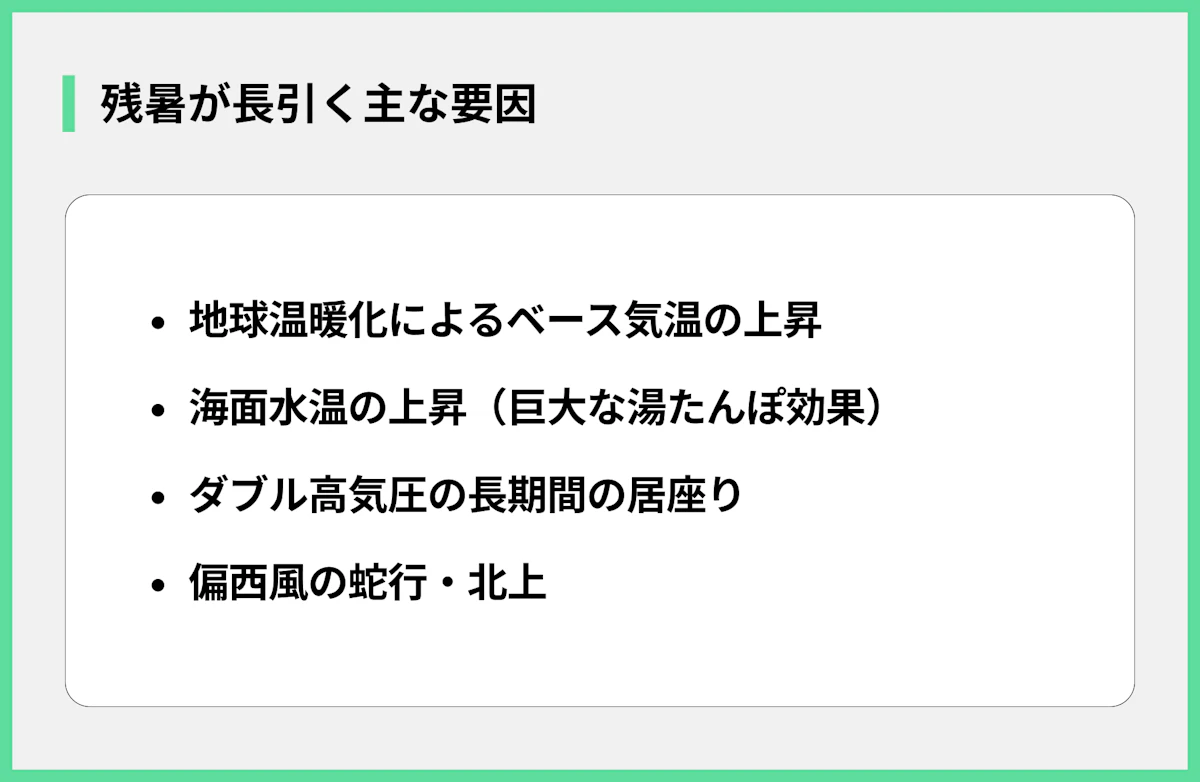 残暑が長引く主な要因