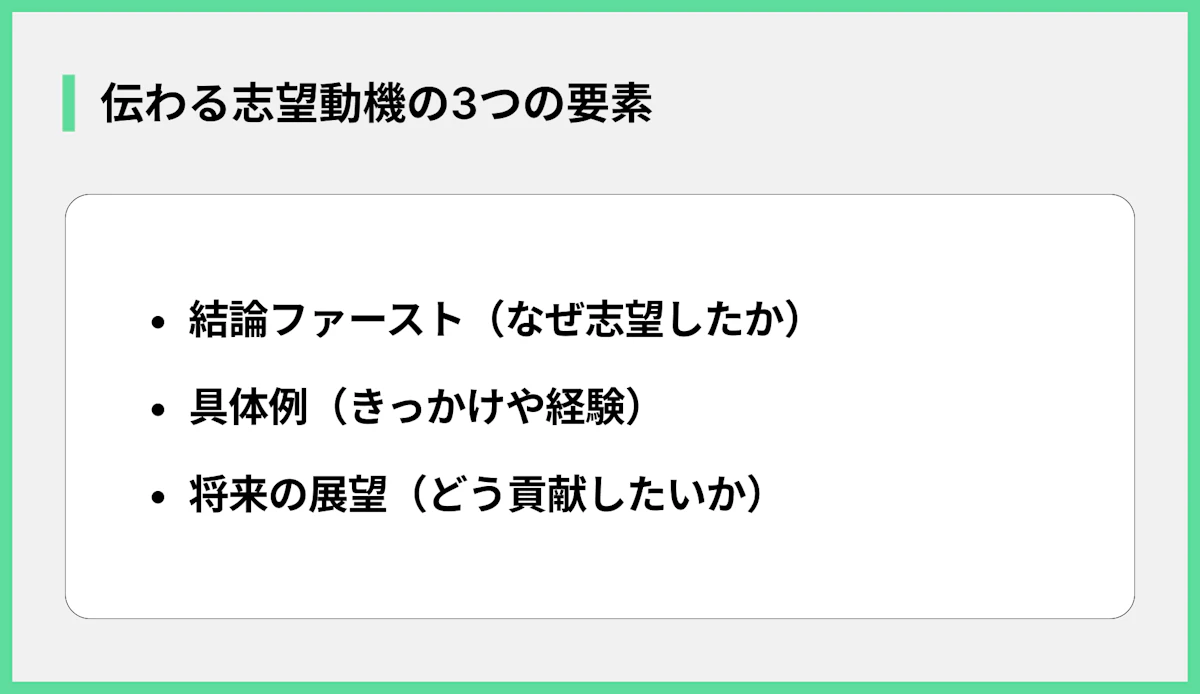 伝わる志望動機の3つの要素