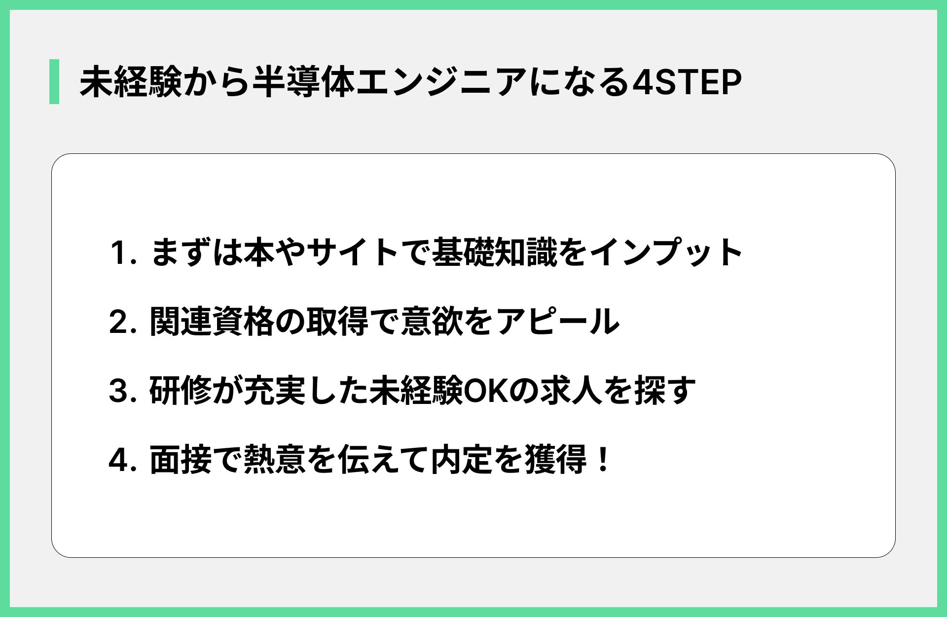 未経験から半導体エンジニアになる4STEP