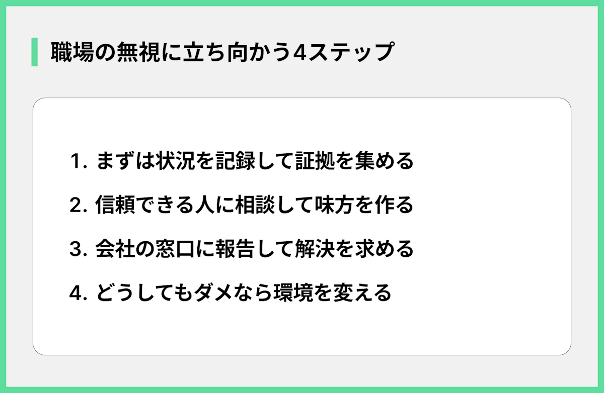 職場の無視に立ち向かう4ステップ