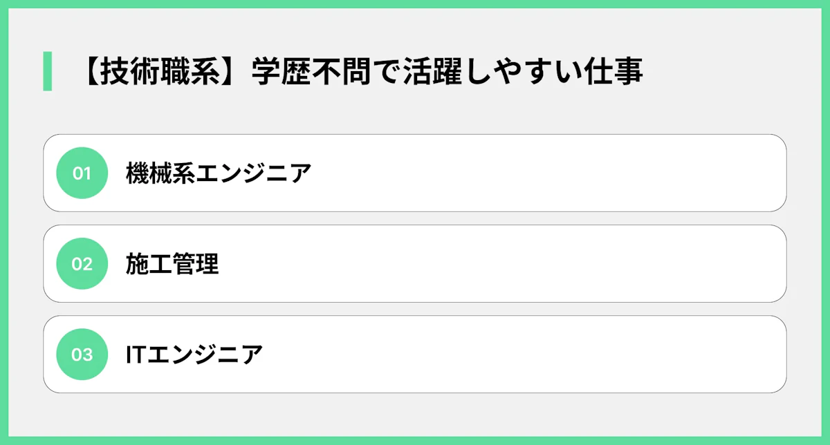 【技術職系】学歴不問で活躍しやすい仕事