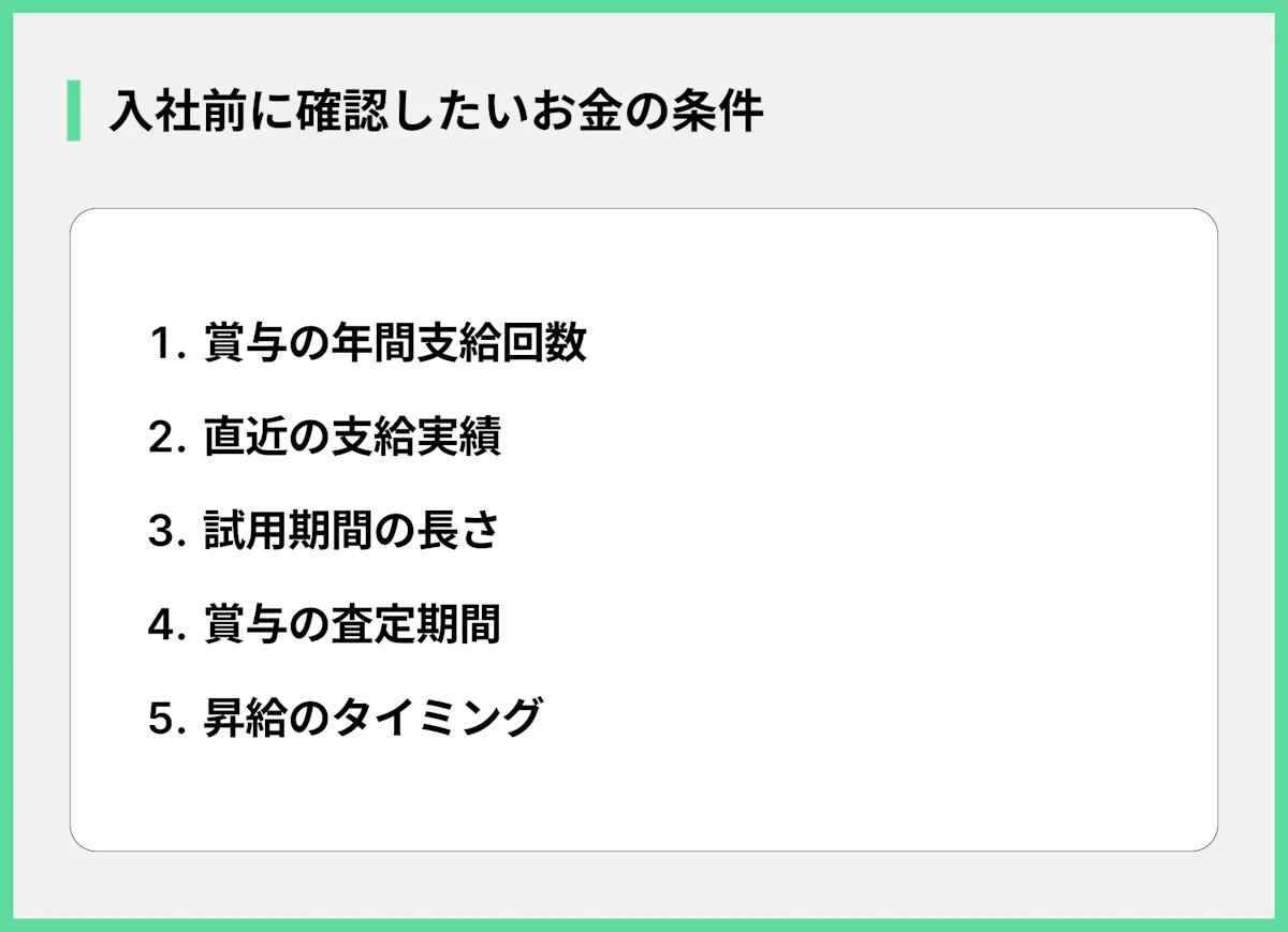 入社前に確認したいお金の条件