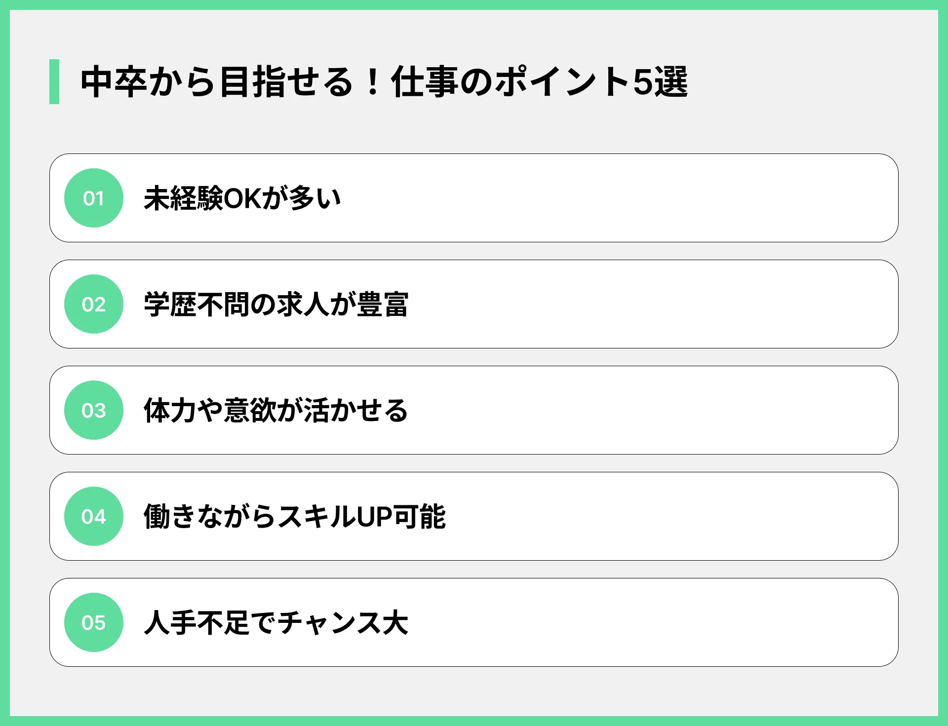 中卒から目指せる！おすすめ仕事のポイント5選