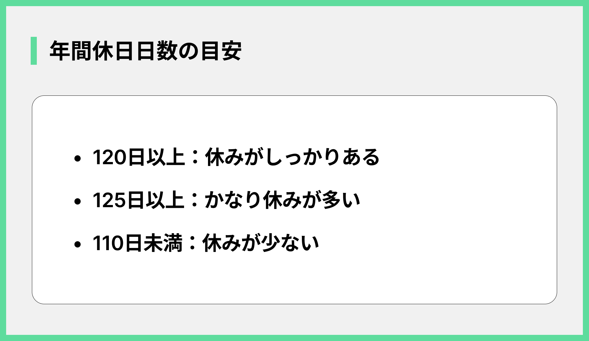 年間休日日数の目安