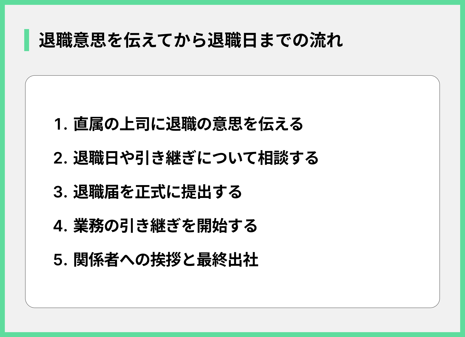 退職意思を伝えてから退職日までの流れ