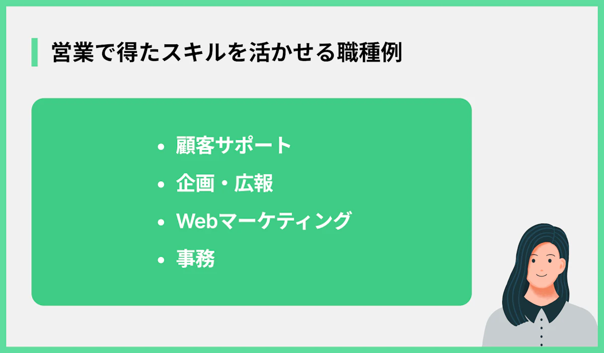 営業で得たスキルを活かせる職種例
