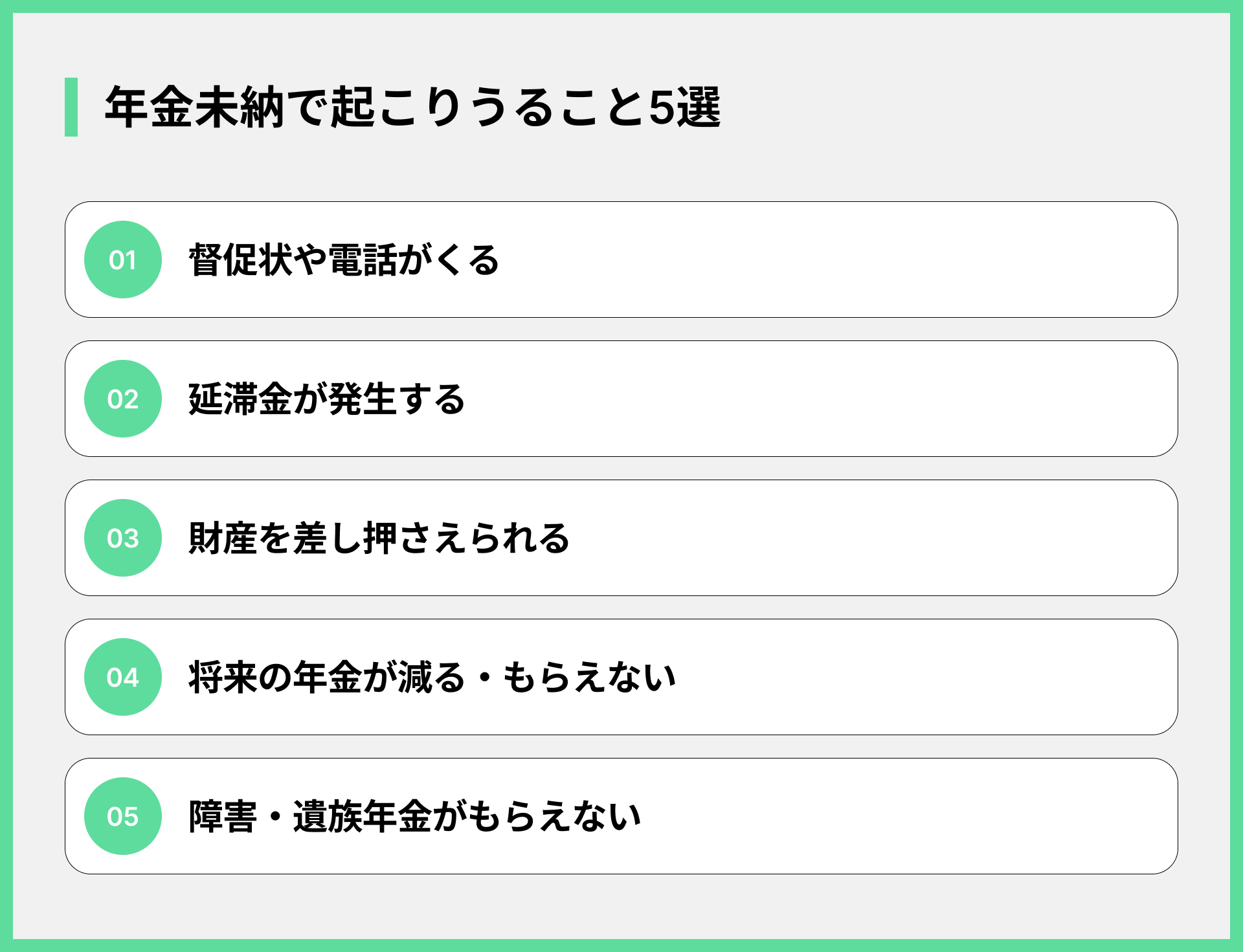 年金未納で起こりうること5選