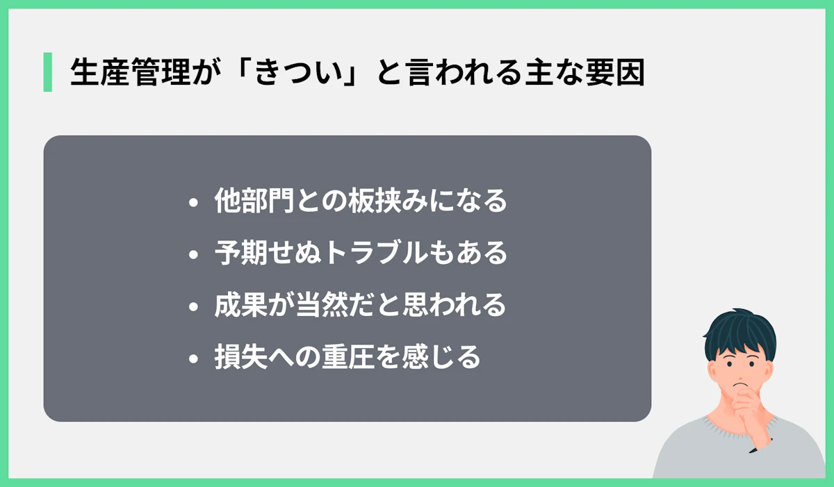 生産管理が「きつい」と言われる主な要因