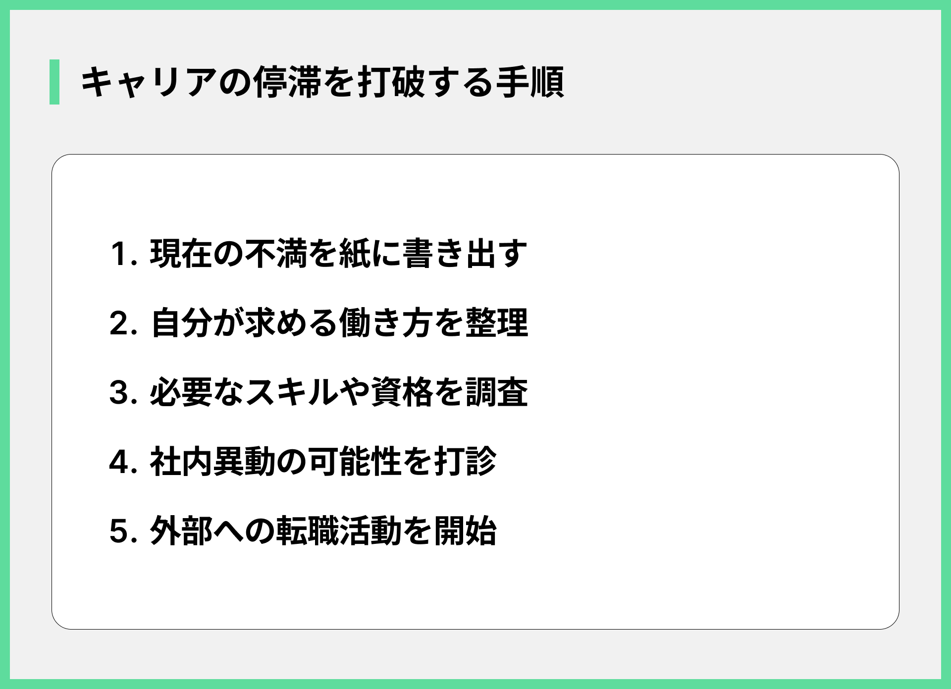 キャリアの停滞を打破する手順