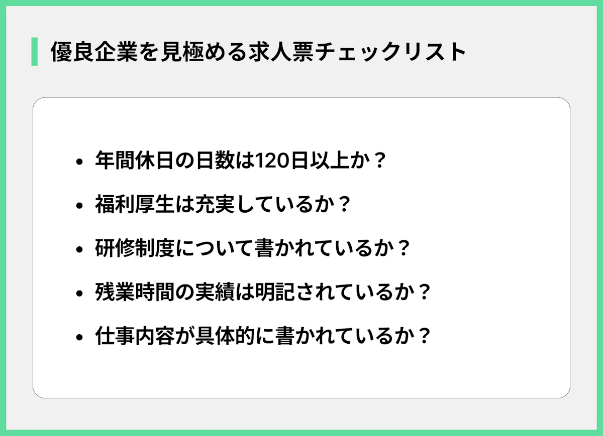 優良企業を見極める求人票チェックリスト